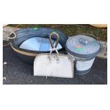 Galvanized Items Lot, Ash/ Bird Seed Can with
