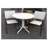 Three pc Outdoor Furniture Table Set, 36" Table,