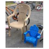 Two poly Outdoor Chairs, one Child