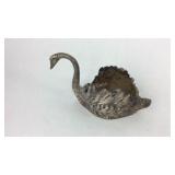 Silvertone swan salt dip