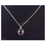 Sterling silver And amethyst necklace 18in