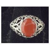 Red onyx platinum over copper ring size 9 2.40ctw