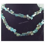 Sky blue shell beaded necklace 46in