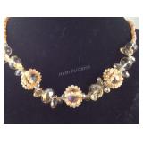 Champagne multi color glass bead necklace 20in