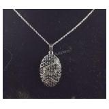 Natural Thai black spinel pendant necklace 20in