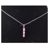 20in Sterling 1.03ct hot pink sapphire trilogy