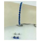 Simulated blue diamond stud earrings and