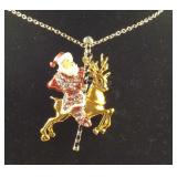 Austrian crystal enameled Santa and reindeer
