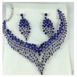 Blue Austrian crystal earrings and 20in