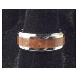 Size 8 red agate 5ct stainless band ring