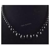 18in Sterling silver 123ct black agate beaded