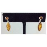 Sterling silver Baltic Amber Marquise drop