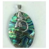 Sterling silver abalone shell dragonfly pendant