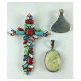 Three Sterling silver pendants