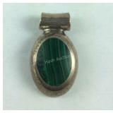 Vintage Malachite Pendant Sterling Silver 6.1,