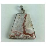 Jasper in Quartz Pendant Sterling Silver 6.7,
