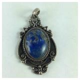 Vintage Blue Lapis Pendant Hallmarked 950