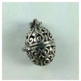 Vintage Egg Shaped Pill Pendant Sterling Silver