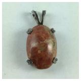 Orange Agate Pendant Sterling Silver 3.8, grams