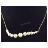 14K Graduated Freshwater Pearl Necklace w/ C.O.A