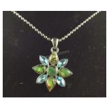 Cookie Lee Abalone & Topaz Flower Necklace