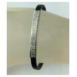 Greek Key Design Bracelet w/ Rubber Band Sterling