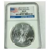 NGC MS 69 Early Release 2013 Silver Eagle 0.999