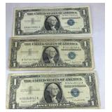 Three Series 1957 A  $1 Silver Certificate