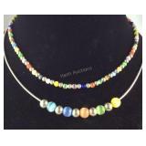 Two Sterling silver multi 16in beaded necklace