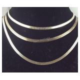 Three Sterling silver chains, 20in, 14in, and