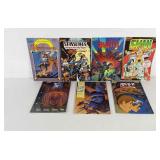 First comic books, Hawkmoon, E-Man, Shatter, and