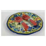 Melamine plate, Pier 1-and salad fork and spoon,
