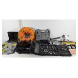 Large tote full of tools, partial tool sets,