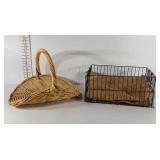 Wire basket with burlap liner, 18" × 12" × 9",