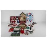 Christmas holiday decor, signs, socks, ornaments,