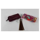 Vera Bradley wallet, leather wallet and keychain