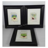 Three abstract art pieces, all dual matted,