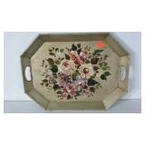 Tole handpainted tray, felt back