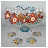 Glassware, includes water pitcher and four wine