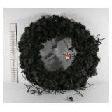 Lighted Christmas wreath, 30", white and red