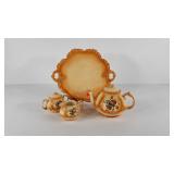 Ceramic tea service, 14" tray, teapot and cream &