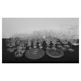 Clear glassgroup, stemware, platter, shrimp
