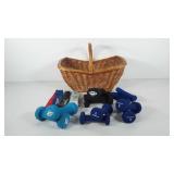 Basket of work out equipment, includes 2lb-5lb
