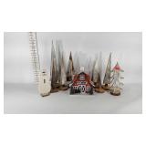 Rustic Christmas decor, wooden trees, wooden