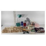 Miscellaneous group, shag rug, desk lamp,
