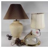 Three lamps, table lamp 26" tall, rose design 20