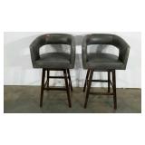 Two bar height swivel chairs, 30" to seat,