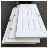 Four white doors, three 30 inch, one 28 inch