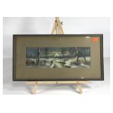 Creek scene painting, framed and matted, signed