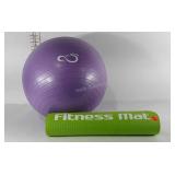 Exercise ball and yoga mat